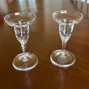 Lenox clear candleholders.